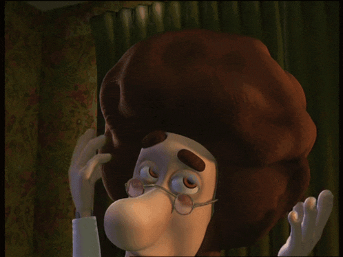 a cartoon character with glasses and a big afro
