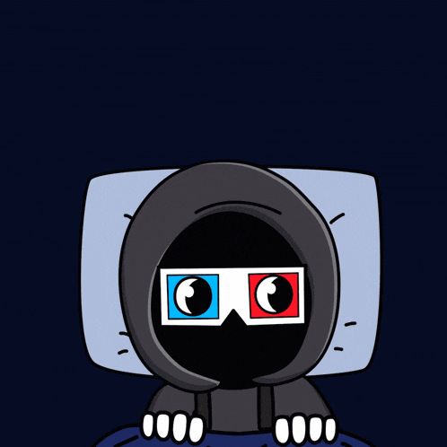 a cartoon drawing of a person wearing 3d glasses and the words good night