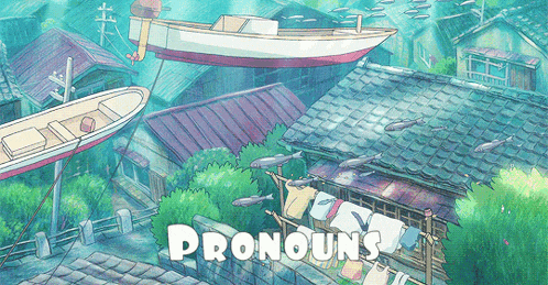 the word pronouns is on a picture of a town