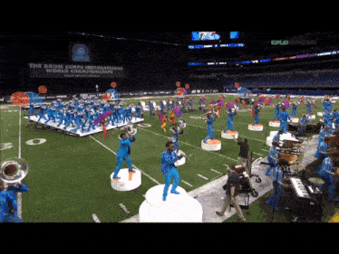 the drum corps international world championships are being held in a large stadium