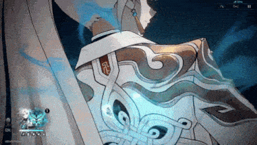 a screenshot of a video game shows a character with a chinese symbol on their chest