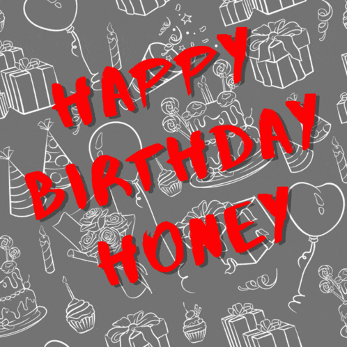 a birthday card that says happy birthday honey in white letters