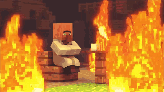 This Is Fine Villager GIF - This Is Fine Villager Minecraft GIFs