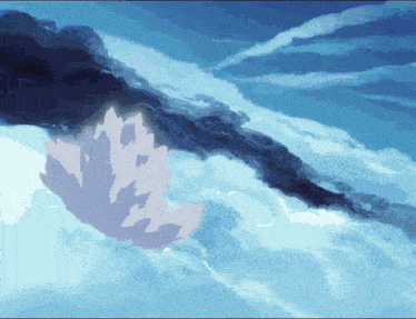 a painting of a leaf floating in the air