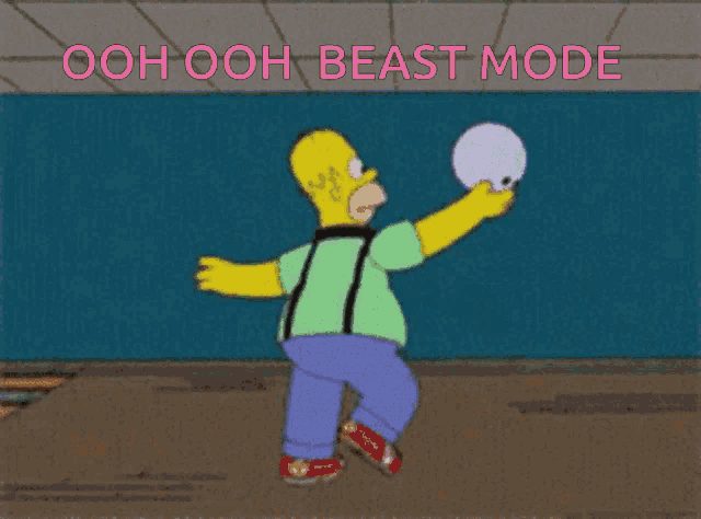 ooh ooh beast mode is written on a cartoon background