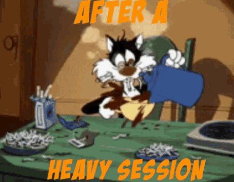 Sylvester Heavy Session GIF - Sylvester Heavy Session Coffee GIFs