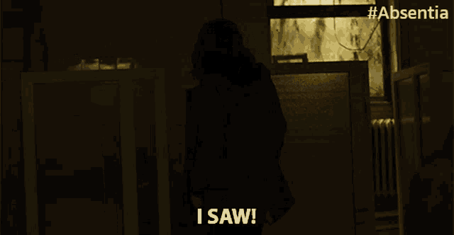 a silhouette of a person says i saw in a dark room