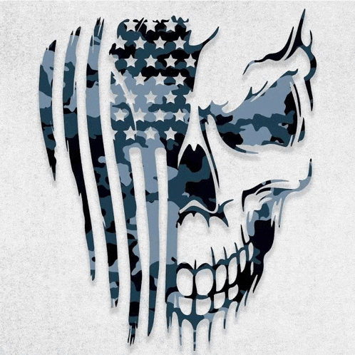 a skull with an american flag on it 's face