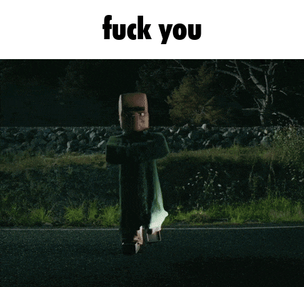 a man is flying through the air with the words " fuck you " below him