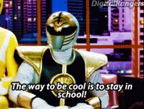 Power Rangers The Way To Be Cool Is To Stay In School GIF - Power Rangers The Way To Be Cool Is To Stay In School White Ranger GIFs