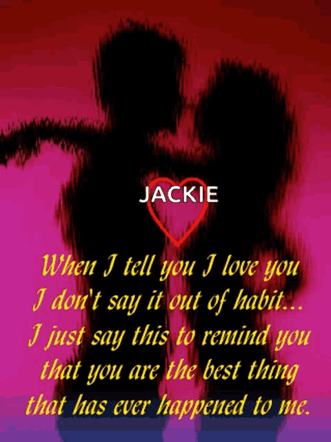 a picture of a couple with the name jackie on the top