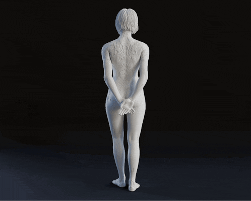 a 3d model of a naked woman standing with her hands behind her back
