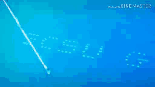 a fishing rod is being used to catch fish in a blue ocean .