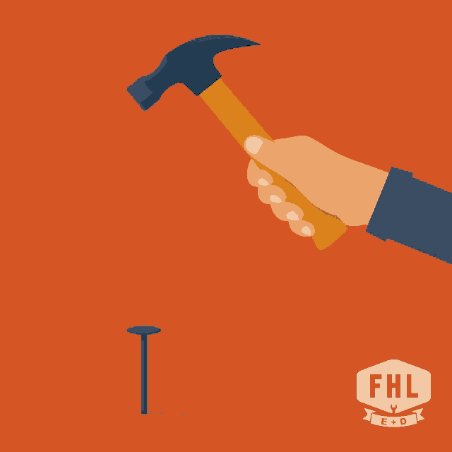 a hand is holding a hammer and the words nailed it are above it