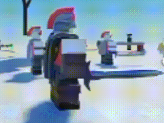 a group of lego soldiers standing in the snow
