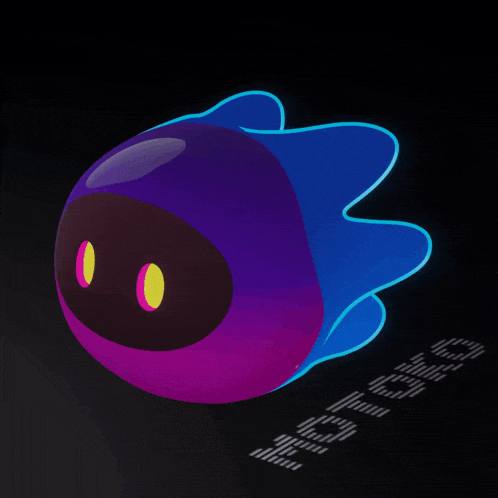 a purple and blue cartoon character with the word ibm on the bottom right
