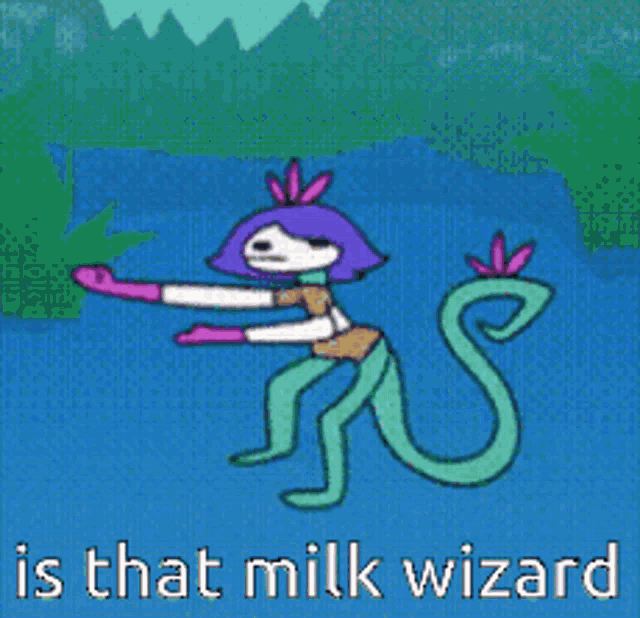 a cartoon of a snake with the words is that milk wizard on the bottom