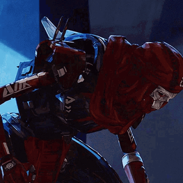 a robot with a red cape has the letter a on his arm