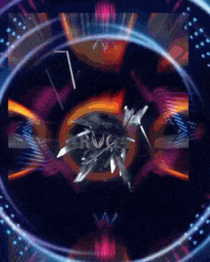 a computer generated image with a purple and orange circle in the middle