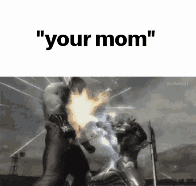 a video game scene with the words " your mom "