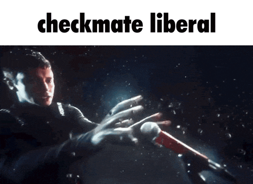 a picture of a man holding a gun and the words checkmate liberal
