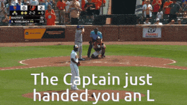 the captain just handed you an l is displayed on a baseball field