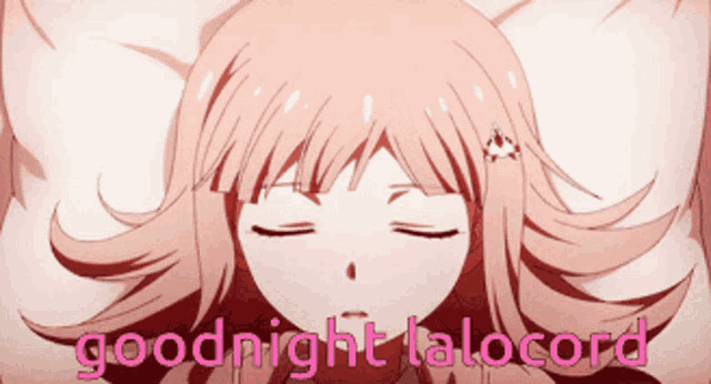 a picture of a girl sleeping with the words goodnight talocord written below her