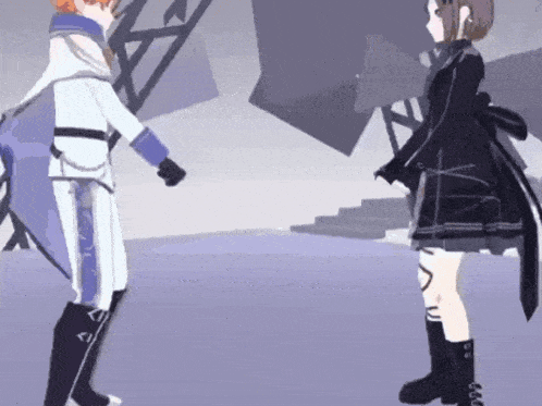 a man and a girl are standing next to each other in a video game