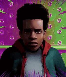 a pixelated image of miles morales from spider-man into the spiderverse