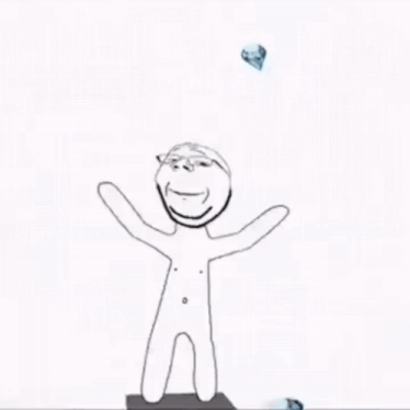 a black and white drawing of a person holding a large blue diamond .