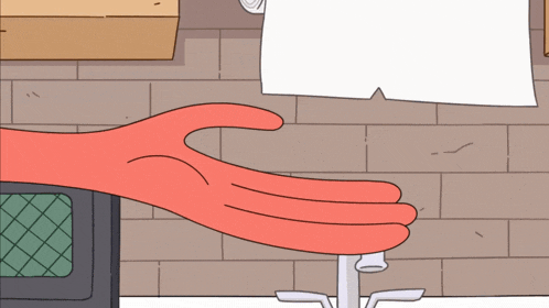 a cartoon drawing of a man 's hand reaching out to touch another person 's hand