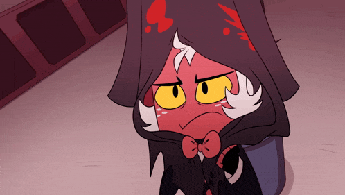 a cartoon character with a bow tie and a hood
