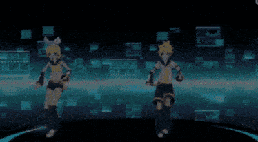 a boy and a girl are dancing in front of a screen that says ' ii ' on it