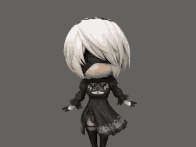 a 3d model of a cartoon character with white hair and a mask .