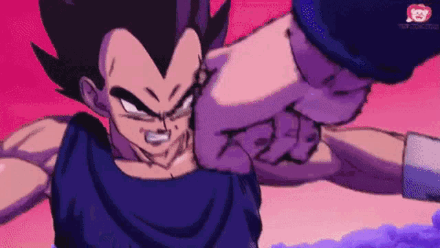 a close up of a cartoon character 's fist with a pink background .