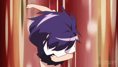 a cartoon of a girl with purple hair and the words niconico channel on the bottom left