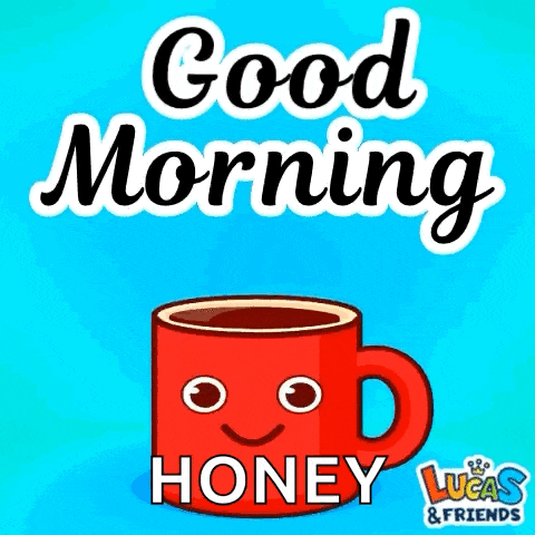 a red cup of coffee with a smiling face and the words good morning honey