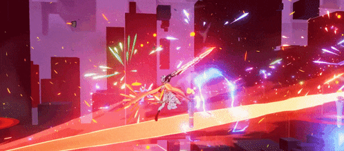 a video game character is flying through the air with a sword