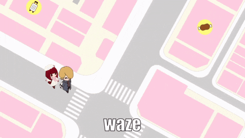 a map with the word waze at the top