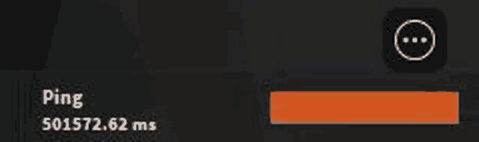 a black screen with a ping bar and a circle with three dots on it .