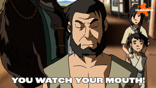 a cartoon of a man with a beard and the words you watch your mouth