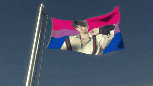 a flag with a picture of a person on it