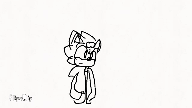 a black and white drawing of a sonic the hedgehog with glasses and a scarf .