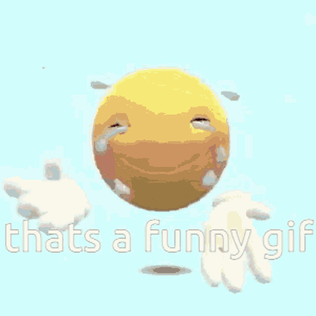 a yellow smiley face is laughing with tears coming out of its eyes