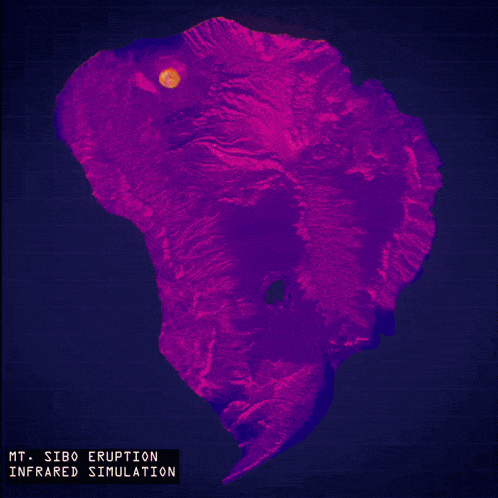 an infrared simulation of mt. sibo eruption