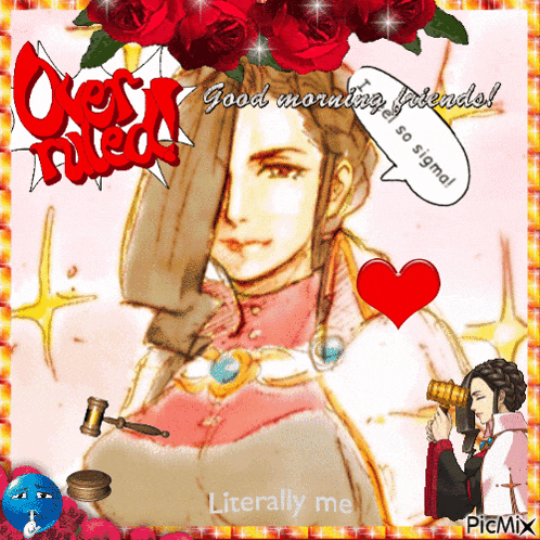 a picture of a woman with a speech bubble saying good morning friends
