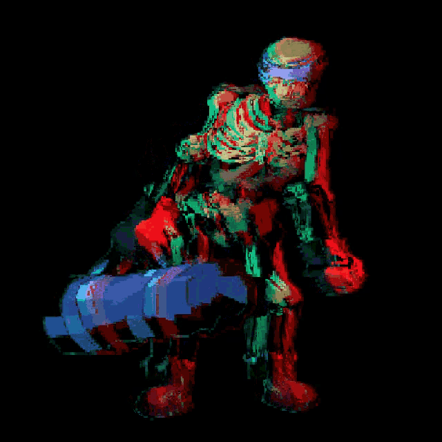 a pixel art of a skeleton holding a bag