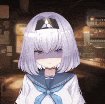 a girl with white hair and blue eyes is wearing a sailor outfit