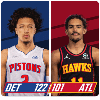 a pistons player and an atlanta hawks player