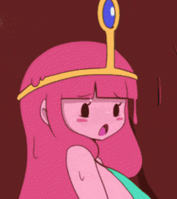 a cartoon character with pink hair and a crown